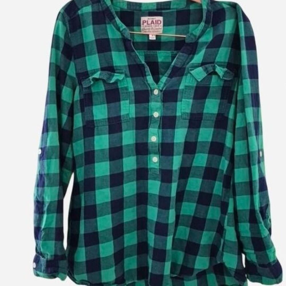 Old-navy vintage Women's multi Polo-shirts plaid 100% cotton